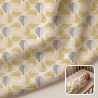 Couverture d'emmaillotage en tissu froissé de coton à motif de feuilles botaniques, drap de crèche, housse de poussette, lavable