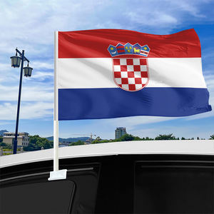 Fabricants produits promotionnels personnalisés 12*18 pouces 100% polyester drapeau de fenêtre de voiture personnalisé durable drapeau de voiture croate - Product Image 3