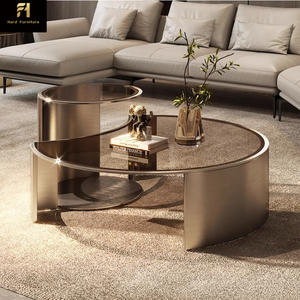 <span class=keywords><strong>Mesa</strong></span> de Centro de Vidrio Templado <span class=keywords><strong>Semicircular</strong></span> Estilo Americano para Sala de Estar, Diseño Creativo de Lujo Italiano - Product Image 1