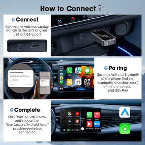 ดองเกิลไร้สายอะแดปเตอร์ไร้สายอะแดปเตอร์ไร้สายตัวเครื่องระบบนำทางในรถแบบไร้สายสำหรับ <span class=keywords><strong>iPhone</strong></span> CarPlay กล่อง WiFi - Product Image 4
