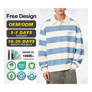 Suéter Transpirable Antiarrugas con Certificación GRS, Fabricante de Suéteres, Logotipo Bordado Personalizado, Lana Merino y Algodón, Corte Regular a Rayas - Product Image 1