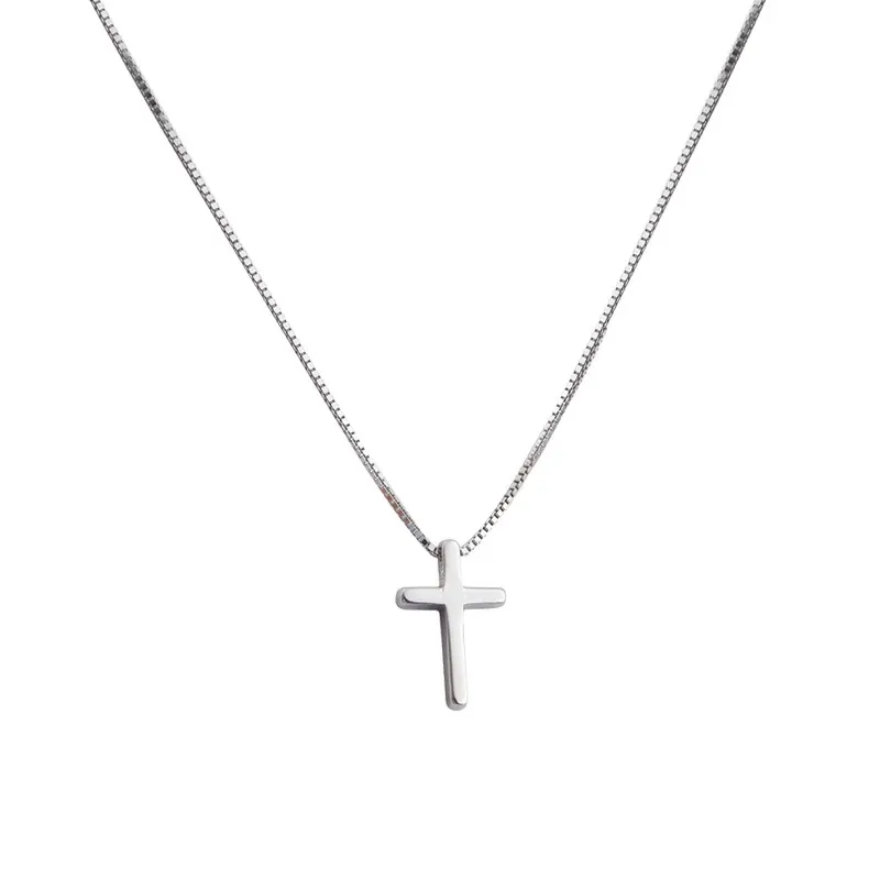 Trendy 925 Sterling Silver Cross Pendants Necklace For Men/Women Vintage Gothic Cross Necklace Chain Jewelry Gift