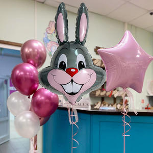 Пасхальный кролик Багз Банни, круглый воздушный шар из алюминиевой фольги, оптовая продажа для трансграничной торговли, декор для пасхальной вечеринки, мультяшный дизайн - Product Image 2