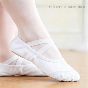 Zapatillas de Ballet de Lona para Niñas con Suela Partida y Tiras Elásticas Cruzadas para Entrenamiento de Danza - Product Image 6