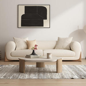 TEDDY loveseat sang trọng bằng gỗ chân mở rộng chuyển đổi <span class=keywords><strong>sofa</strong></span> cắt đặt hiện đại Sherpa boucle vải phòng khách đồ nội thất - Product Image 3