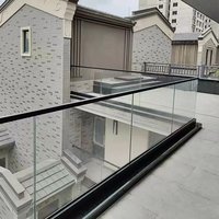 Système de balustrade en verre trempé sans cadre SMARTART PVD noir, extérieur/intérieur, 10 mm, 12 mm, certifié CE, OEM ODM