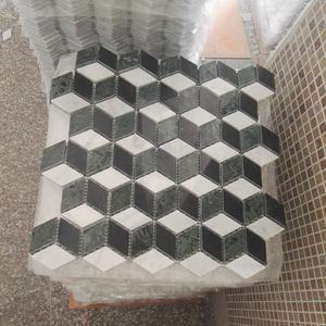 Design moderne en marbre blanc de Carrare, hexagone, mosaïque, style parquet pour mur intérieur, <span class=keywords><strong>piscine</strong></span>, affiner la pierre pour la conception graphique - Product Image 4