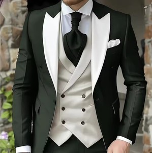 Elegante Completo da Matrimonio 3 Pezzi Giacca <span class=keywords><strong>Pantaloni</strong></span> Gilet Set Completo Lussuoso Monopetto con Risvolto a Punta Abbigliamento Maschile Viola Abiti da Uomo Blazer - Product Image 3