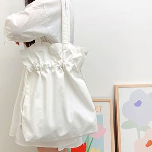 Bolsa de Mano de Lona Blanca con Cordón, Diseño Nuevo, Gran Capacidad, Logotipo Personalizado, para Compras Diarias - Product Image 2
