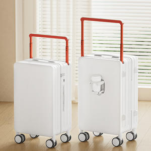 Valise de cabine Yongsheng 20 pouces, blanc nuage, fermeture éclair, roulettes pivotantes à 360 degrés, porte-gobelet, bagage de voyage unisexe - Product Image 1