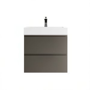 Mueble de Baño Moderno de 24 Pulgadas, Diseño Flotante Gris para Montar en la Pared, con Lavabo Blanco, Gran Espacio de Almacenamiento, Preensamblado - Product Image 1