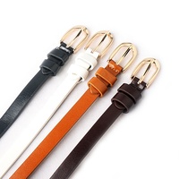 Ceinture en PU Tendance pour Femme, Taille Fine, Simple et Polyvalente, Accessoire Vestimentaire avec Boucle en Alliage