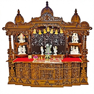 Nouveau design de temple Radha Krishna en bois de teck massif, temple Gopuram en bois Sagwan pour la maison indienne, design sud-indien, temple en bois - Product Image 2