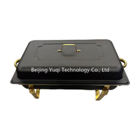 Chafing Dish Lipat Mewah Hitam Emas 9L untuk Pernikahan Modern, Kafe & Pesta Kelas Atas, Penampilan Makanan Panas