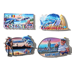 Aimant de réfrigérateur imprimé en gros personnalisé 3D résine plage océan dauphin marin roumanie aimant de réfrigérateur souvenir Costinesti - Product Image 1
