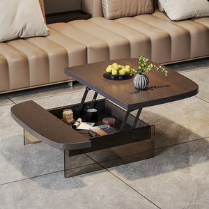 Mesa de Centro de Madera con Almacenamiento, Diseño Rectangular Plegable para Sala de Estar, Estilo Moderno - Product Image 3