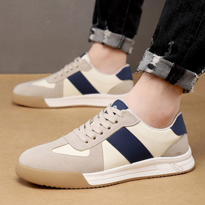 Chaussures de marche rétro pour hommes, bout rond, en cuir de vachette, doublure en maille respirante, semelle extérieure en caoutchouc, couleur unie - Product Image 2