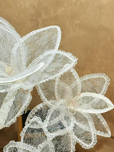 Fleurs artificielles géantes en dentelle personnalisables, décorations de mariage, grands accessoires floraux de simulation pour événements de mariage, vitrine - Product Image 2