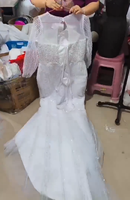 Robes de mariée sirène 2026, ornées de perles, à manches longues, style africain, grande taille, coupe trompette illusion, Vestido De Bodas