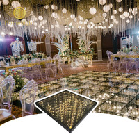 Piste de danse LED étoilée de luxe, éclairage doré romantique, scène féerique miroir pour mariage