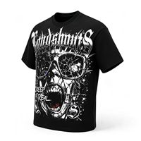 T-shirt Homme Streetwear Rétro en Coton Personnalisé, Impression DTG Haute Densité, Coupe Ample, Bords Bruts Après Lavage, Coupe Classique Hip Hop