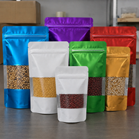 Sacs Doypack refermables de qualité export, colorés, de qualité alimentaire, avec fenêtre transparente, pour haricots, noix, graines, aliments secs, sachet à fond plat