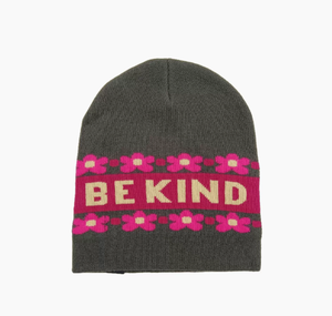 BE KIND Floral Knit Beanie Cozy Soft Embroidered Ski Hat Cute Flower Pattern Winter Beanie <b>Cap</b> for <b>Men</b> Women - Product Image 1