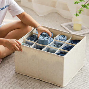 Caja de Almacenamiento de Ropa de Algodón, Organizador Rectangular Dividido con Asas para Armario, Tipo Cajón, Uso Doméstico - Product Image 3