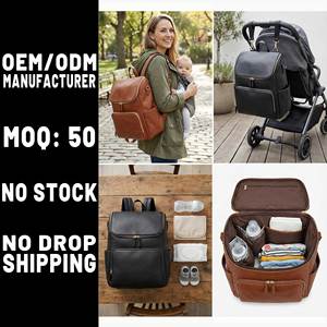 High End <strong>Black</strong> Genuine Leather <strong>Nappy</strong> Backpack Multi-Purpose Leather Diaper <strong>Bag</strong> with Soft Lining &amp; Spacious Pockets for Mew Mom - Product Image 1