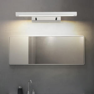 Miroir lumineux LED moderne à fixation murale, finition chromée industrielle, lumière de salle de bain, aluminium imperméable - Product Image 3