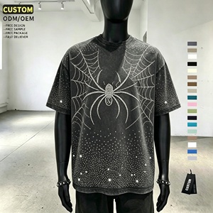 T-Shirt in Cotone di Lusso <span class=keywords><strong>per</strong></span> Uomo a Prezzo Conveniente, Alta Qualità, Personalizzata con Strass, Lavaggio Acido, Oversize, Ideale <span class=keywords><strong>per</strong></span> Fan di Spiderman - Product Image 1