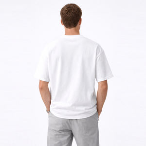 T-shirt blanc classique ample et court de haute qualité, personnalisé, pour hommes - Product Image 2