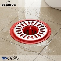 Couvercle de siphon de sol cylindrique en laiton moderne - Joint en silicone anti-odeur et anti-insectes pour drain de salle de bain/cuisine d'hôtel