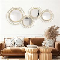 Vente flash - Ensemble de 4 miroirs muraux ronds encadrés - Miroir mural décoratif moderne pour salon, chambre, entrée, décoration intérieure