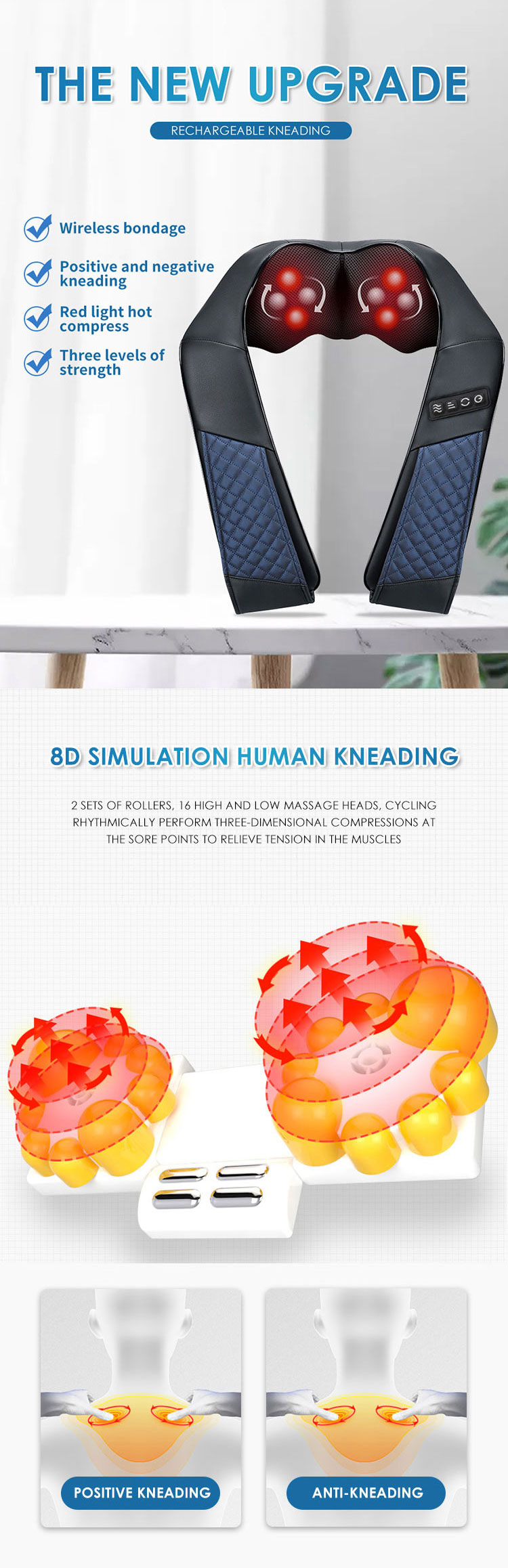 Electric Relax body Shiatsu Kneading Neck Shoulder Massager Shawl with Heat for Car Home Office Use