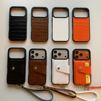 Étui de téléphone en cuir PU motif alligator avec pochette pour cartes et coque arrière en TPU pour iPhone 17 Pro Max 16 avec dragonne