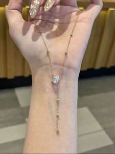 Xinfly Luxury 18K Gold 1.08CT Pear-shaped Lab Diamond Chain <b>Necklace</b> with Small Golden Pearl Fashionable Accessory for Parties - Product Image 3