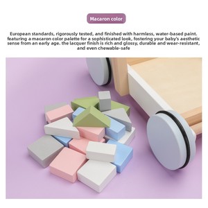 활동 다기능 교육 논리인지 나무 아기 보행기 작은 카트 블록 트롤리 건설 장난감 모델 - Product Image 4