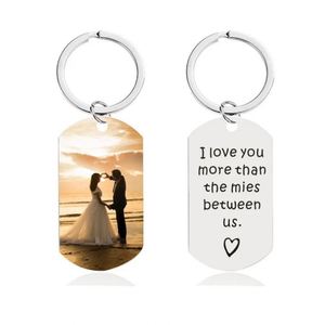 Nouveaux cadeaux souvenirs, porte-clés gravés au laser, porte-clés en métal personnalisés avec logo laser, porte-clés en acier avec photos imprimées, porte-clés promotionnels - Product Image 4