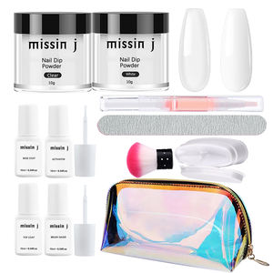 Lujoso Kit de uñas en polvo acrílico de 2 colores, manicura de salón de casa con capa superior Base, herramientas de plástico, juego de uñas en polvo de inmersión - Product Image 1