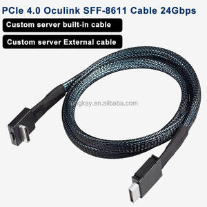 Lung Kay 42P oculink 4i PCIe 4.0 SFF-8611 90องศาเซ็ตอิเล็กทรอนิกส์มุมขวาเซิร์ฟเวอร์ SSD สายต่อข้อมูลชุบเงิน - Product Image 2