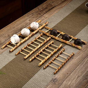 <b>Bamboo</b> <b>Ladder</b> Cup Holder Rectangle Shape Table Decoration For Tea Set Serving - Product Image 1