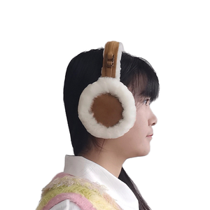 Couvre-oreilles en laine naturelle douce, protection contre le froid extérieur en <span class=keywords><strong>fourrure</strong></span> de mouton véritable, <span class=keywords><strong>cache</strong></span>-oreilles en <span class=keywords><strong>fourrure</strong></span> de mouton véritable pour l'hiver - Product Image 1