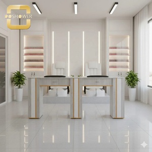 Mesa de Manicura Minimalista de Estilo Madera con Doble Aspiración y Cajones de Almacenamiento Separados para Salones de Belleza y Estética - Product Image 2