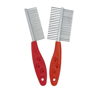 Peine para el cuidado de mascotas, doble fila, rojo, portátil, para gatos, perros, cuidado del pelo esponjoso - Product Image 5