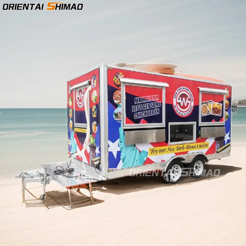 Oriental Shimao totalmente equipado caminhão de comida de sorvete com cozinha completa padaria reboque fast Food Trailer móvel rua comida carrinho