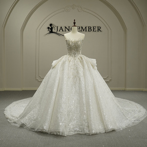 Jancember GT26039 Abito da Sposa Scintillante Senza Spalline con Paillettes, Stile Impero, Vestito da Ballo - Product Image 1