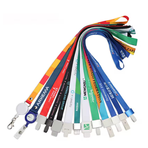 3/4" Full Color <b>Lanyard</b> - Custom ID Badge Holder Set Personalized Durable Neck Strap Printed Logo Event Employee Conference - Product Image 1