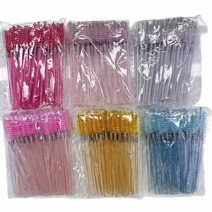 Brosse spirale jetable pour cils, 50 pièces/paquet, avec tige solide en cristal, peigne pour greffe de cils, outil de maquillage beauté - Product Image 5