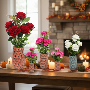 19.5 \ "SIMULATION artificielle ROSE PLANTES EN POT pour la décoration de la maison et du jardin pour la table et les petits espaces 12PCS/CS pour Thanksgiving - Product Image 3